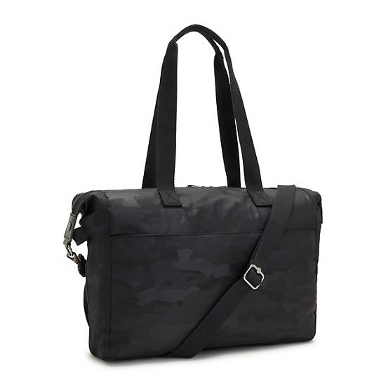 Sac Ordinateur Portable Kipling Ilia Tote Bag Noir Camouflage |OTUA-79182245