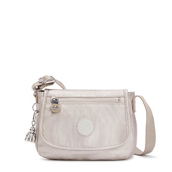 Sac Mini Kipling Sabian Metallic Crossbody Beige |UAOL-70259296