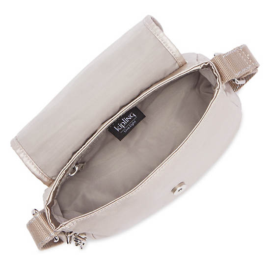 Sac Mini Kipling Sabian Metallic Crossbody Beige |UAOL-70259296