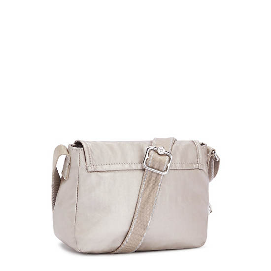 Sac Mini Kipling Sabian Metallic Crossbody Beige |UAOL-70259296