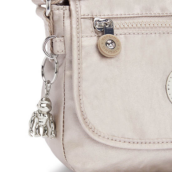 Sac Mini Kipling Sabian Metallic Crossbody Beige |UAOL-70259296