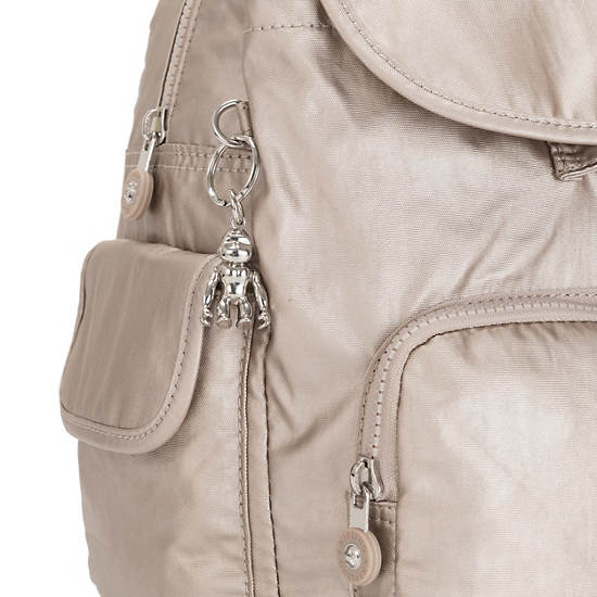 Sacs à Dos Kipling City Pack Small Metallic Beige |PXJM-84547880