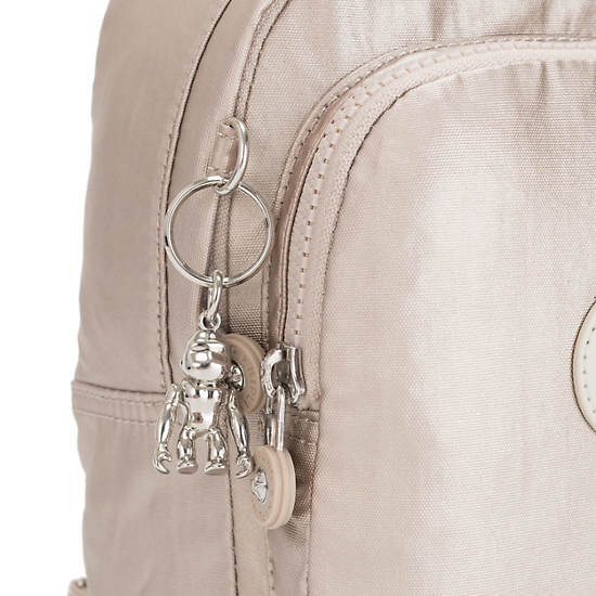 Sacs à Dos Kipling Delia Compact Metallic Convertible Beige |ZHTY-79091828