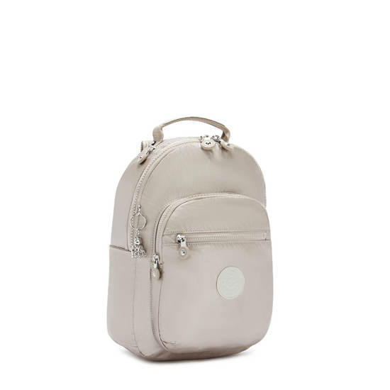 Sacs à Dos Kipling Seoul Small Metallic Tablet Beige |LWON-68181888