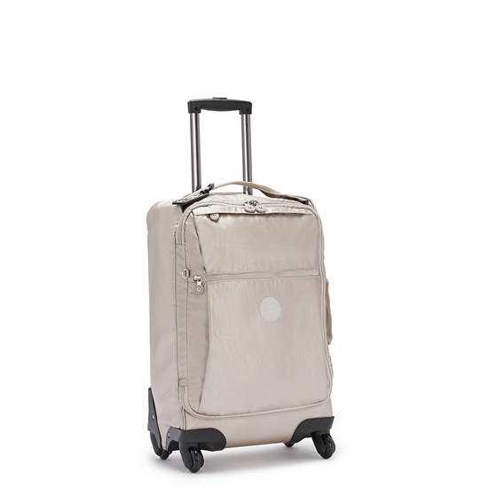 Valises Kipling Darcey Small Metallic Carry-On Rolling Beige |RXFP-81676949