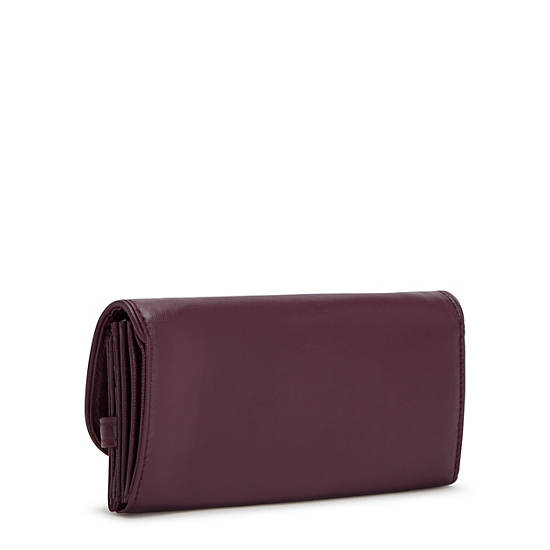 Portefeuilles Kipling Money Land Metallic Snap Bordeaux |FLAK-52102833