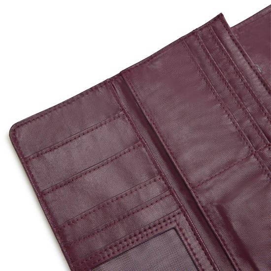 Portefeuilles Kipling Money Land Metallic Snap Bordeaux |FLAK-52102833