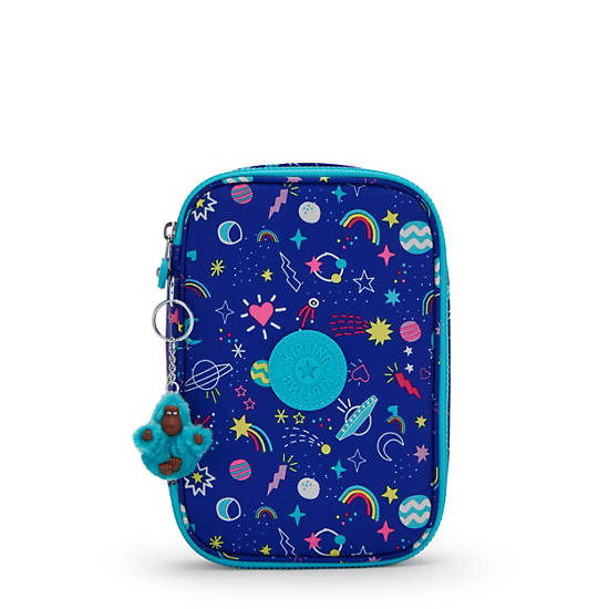 Sacs Kipling 100 Pens Printed Case Bleu |FFVO-64665101