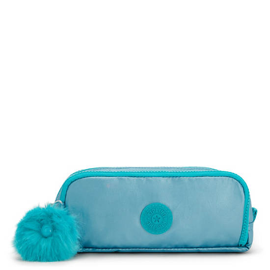 Sacs Kipling Gitroy Metallic Pencil Case Turquoise |VJUY-10643932