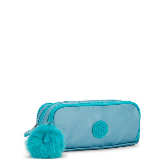 Sacs Kipling Gitroy Metallic Pencil Case Turquoise |VJUY-10643932