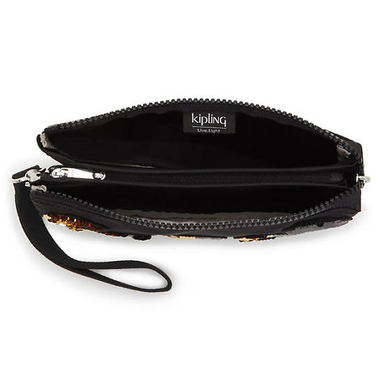 Sacs Kipling Creativity Extra Large Metallic Wristlet Noir Doré |LTTL-54158654