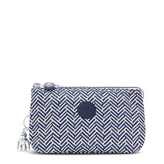 Sacs Kipling Creativity Large Printed Pouch Bleu Blanche |MLGW-85697737