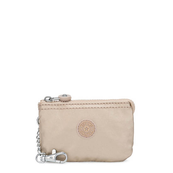 Sacs Kipling Creativity Mini Metallic Pouch Keychain Doré Beige |CZAC-06337303