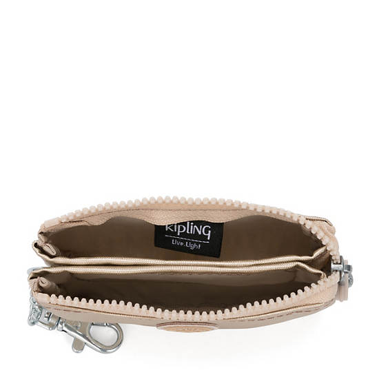 Sacs Kipling Creativity Mini Metallic Pouch Keychain Doré Beige |CZAC-06337303