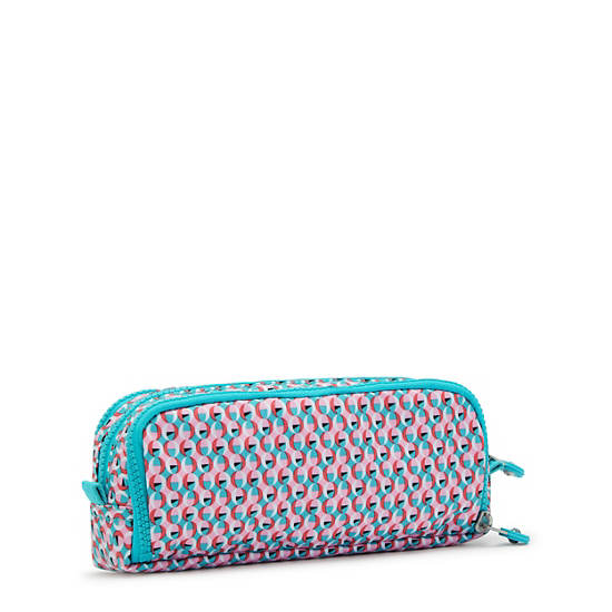 Sacs Kipling Gitroy Printed Pencil Case Turquoise |NKBT-50203491