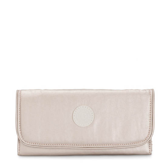 Portefeuilles Kipling Money Land Metallic Snap Wallet Beige |RIHI-18210525